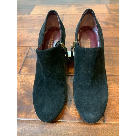 Marc Jacobs Black Suede Zipper Bootie Chunky Snakeskin Heels, Size 37.5 | 7.5 - Picture 2 of 10